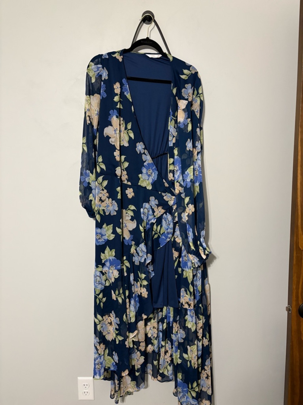 LC Lauren Conrad Navy Floral High-Low Wrap Dress